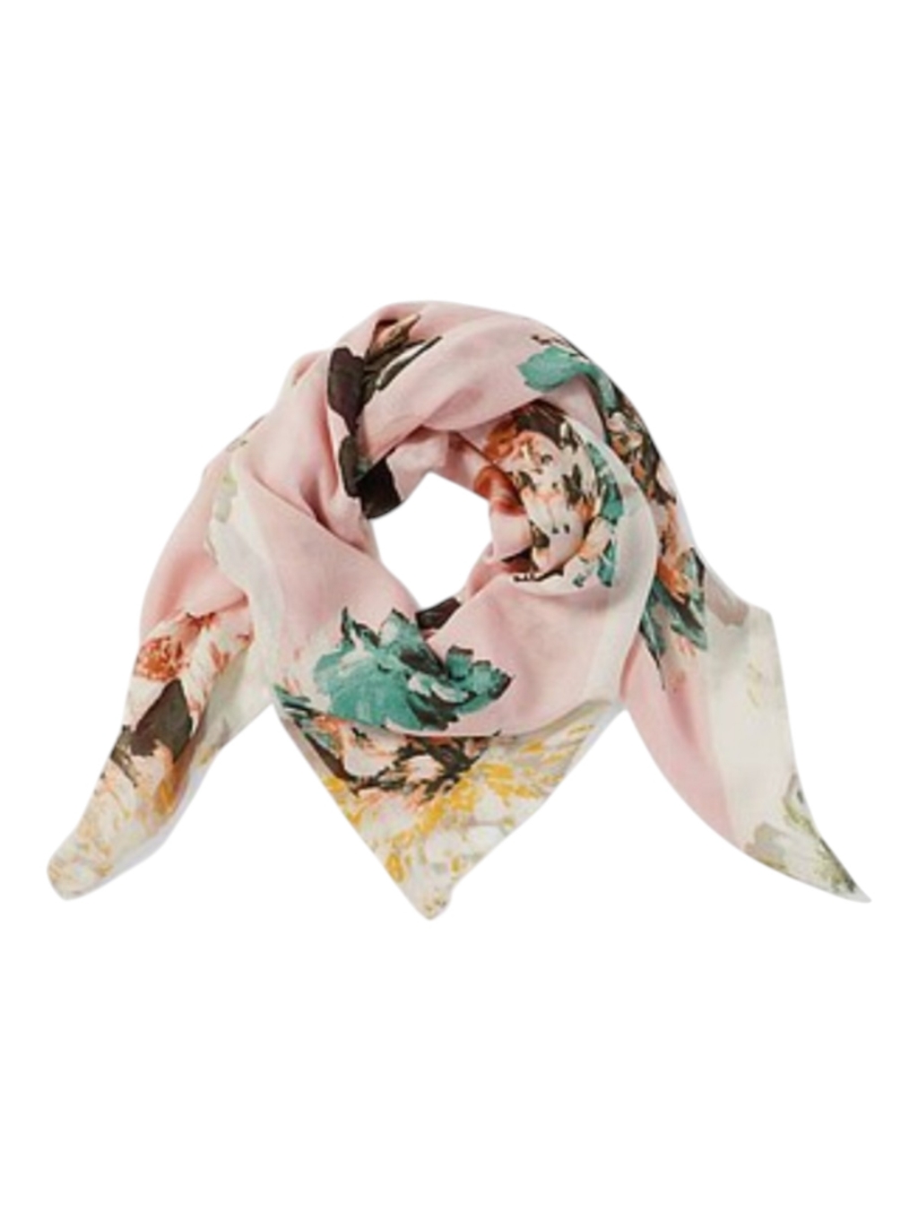 Nwt J. Jill Lightweight Square Scarf Spring Floral Peonies Print "42in X 40in"
